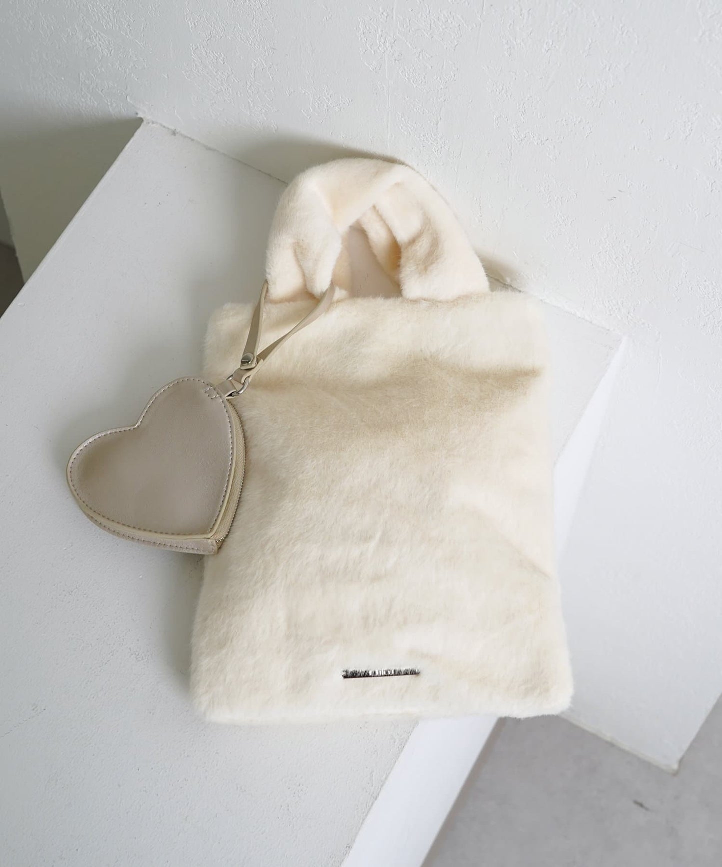 皮革方形手提包,附帶皮革小袋