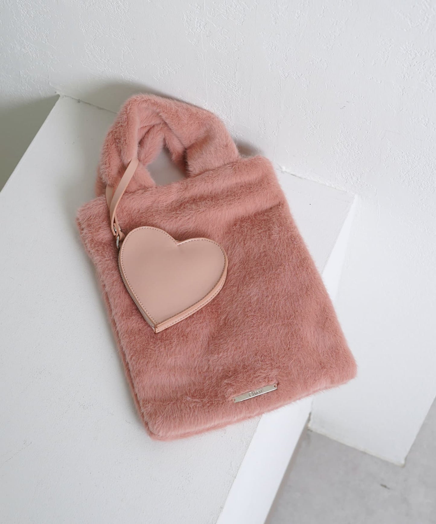 皮革方形手提包,附帶皮革小袋