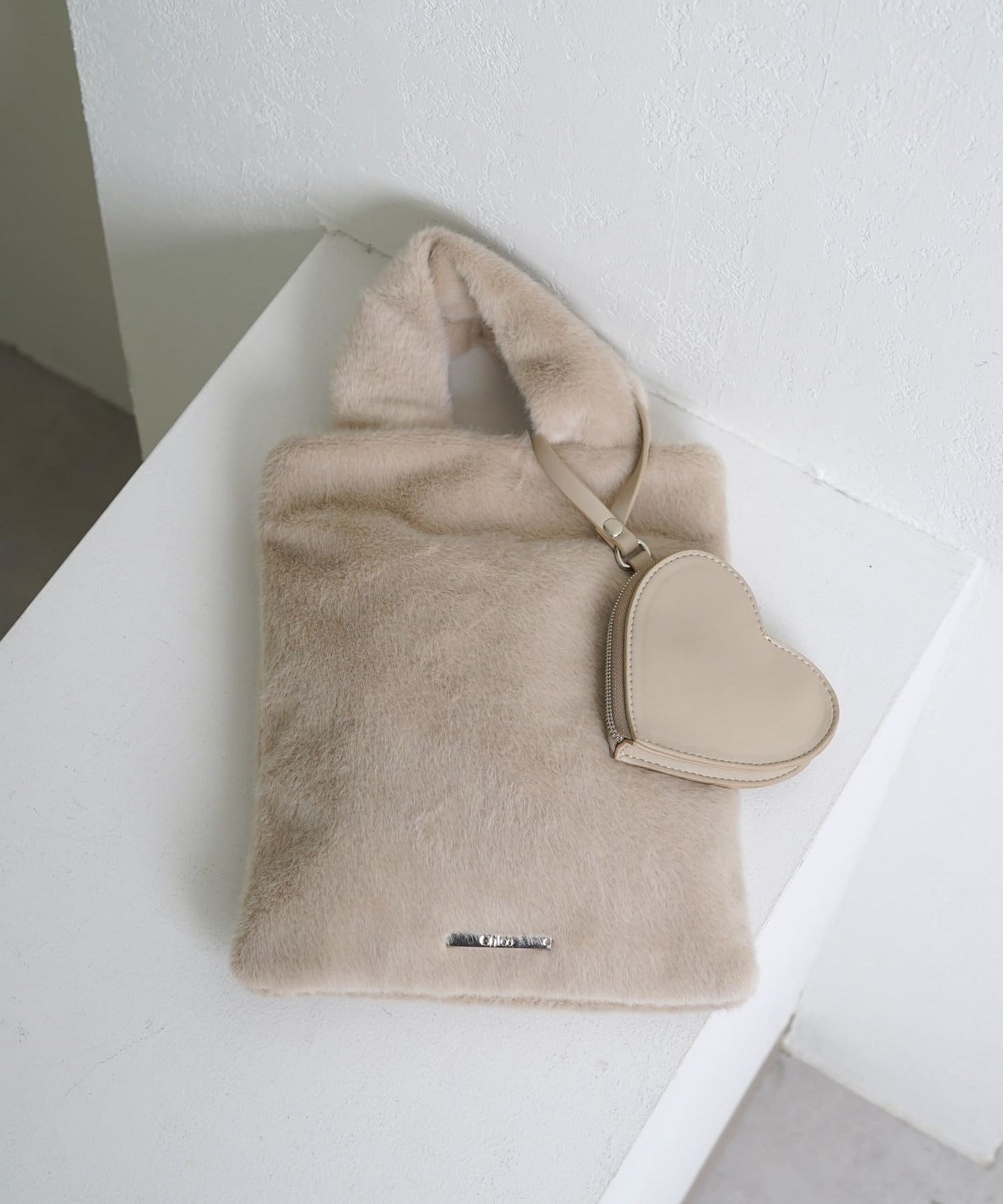 皮革方形手提包,附帶皮革小袋