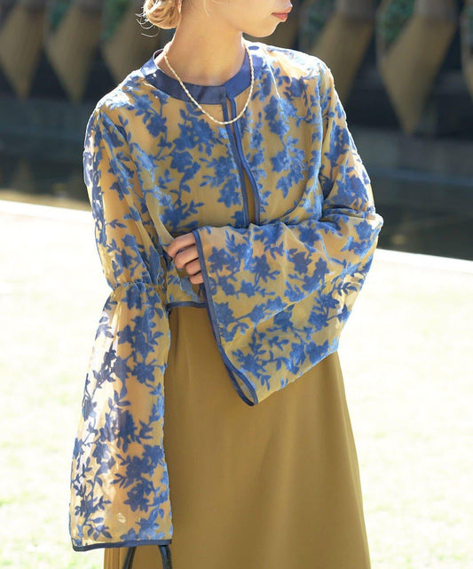 【多功能款式】絨面花朵針織開衫連衣裙