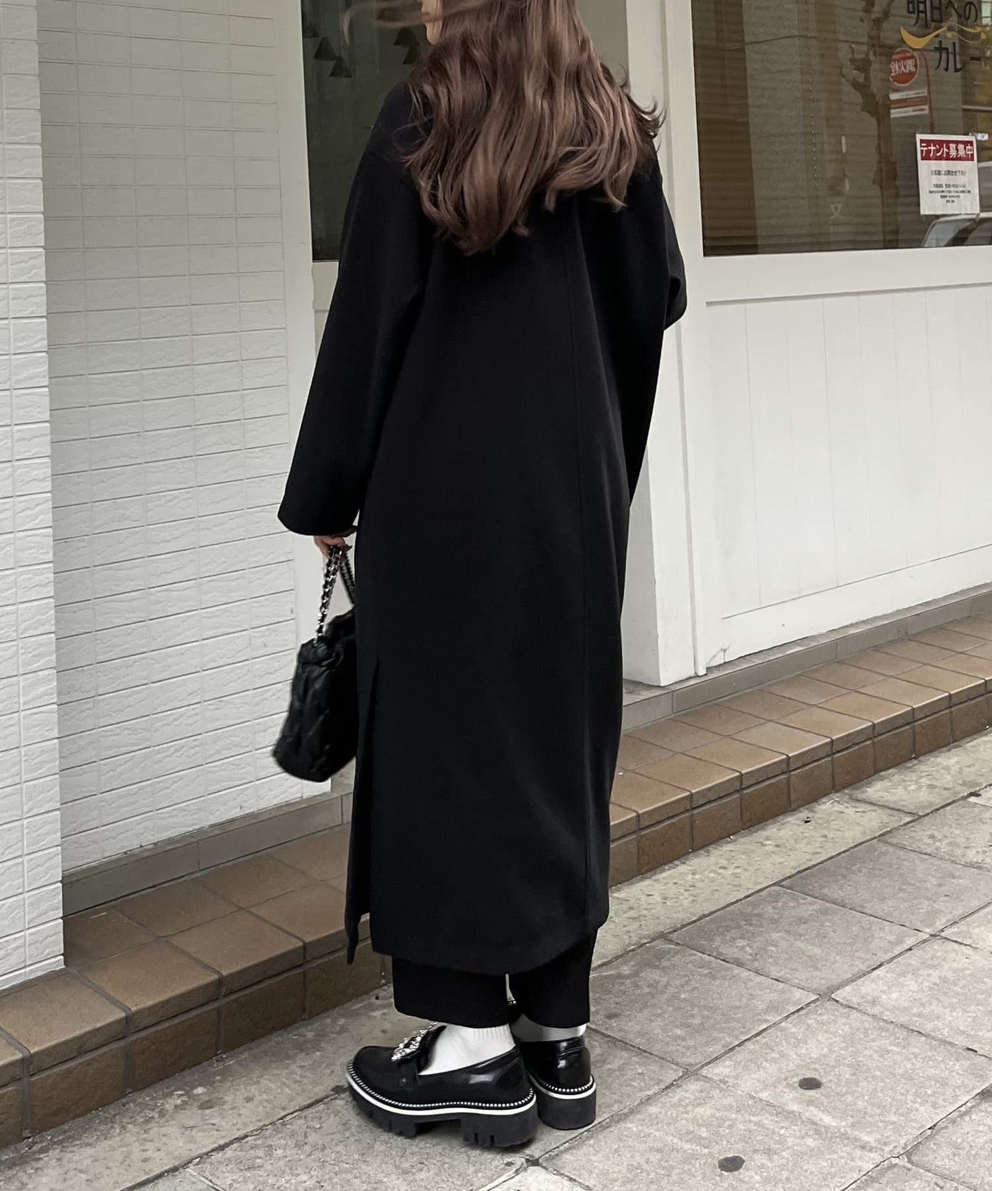 側開衩長款大衣