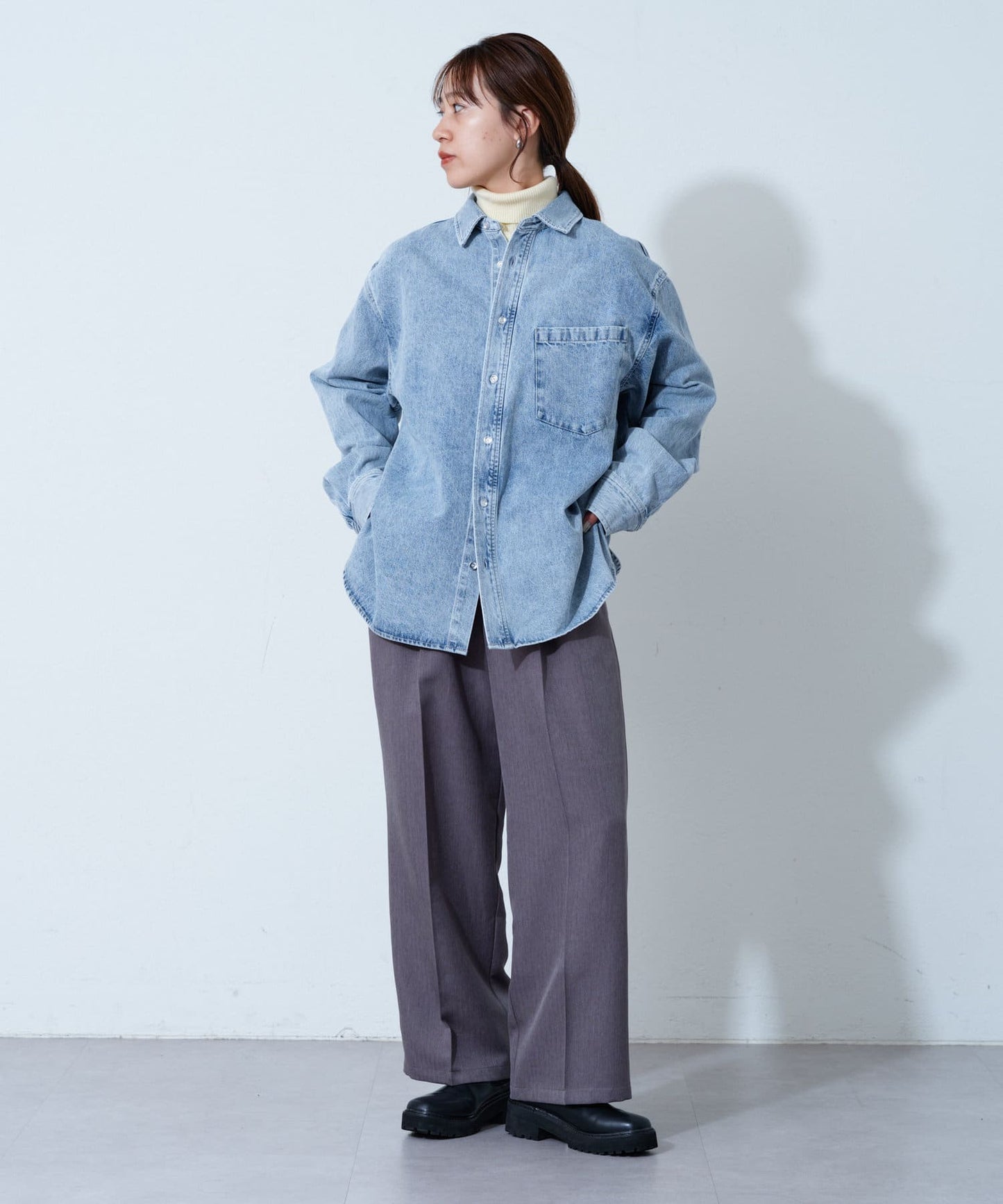 牛仔長袖罩衫