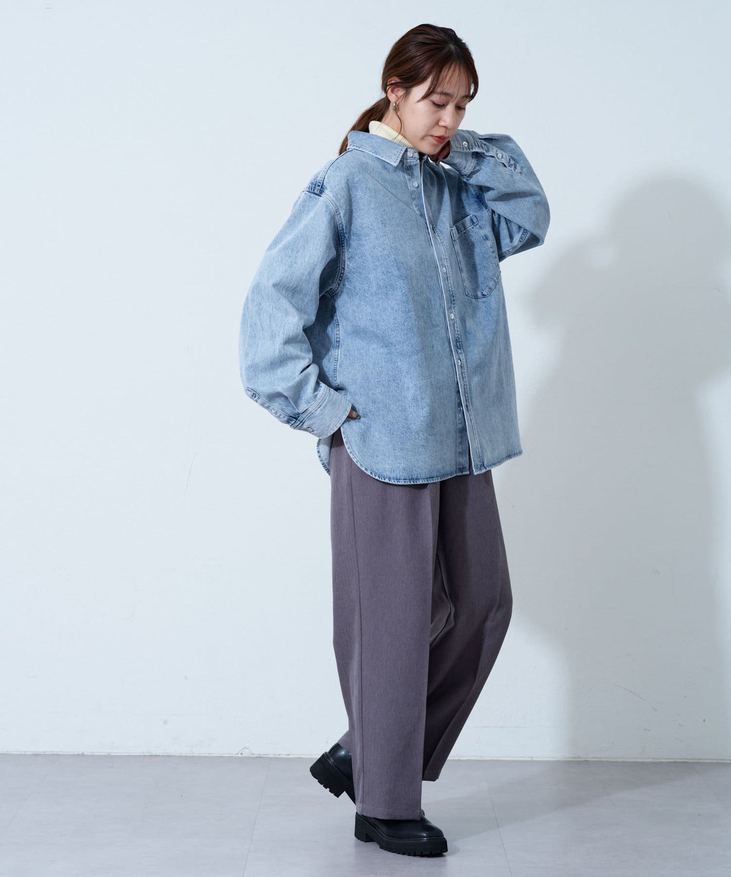 牛仔長袖罩衫