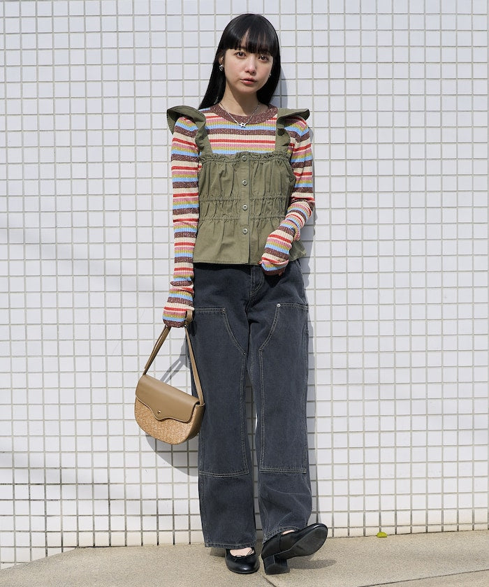 軍事風格繡花背心