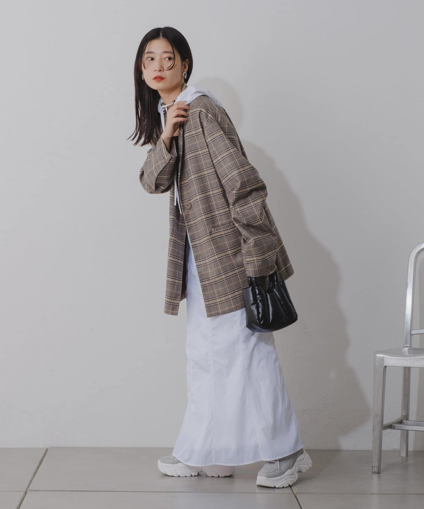 【2024SS/前後2WAY/內襯/腰帶】尼龍窄裙