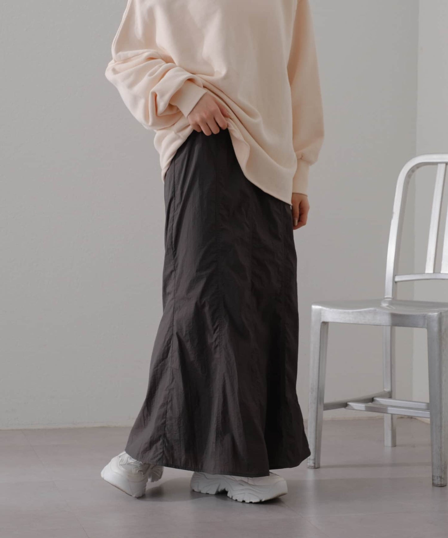 【2024SS/前後2WAY/內襯/腰帶】尼龍窄裙