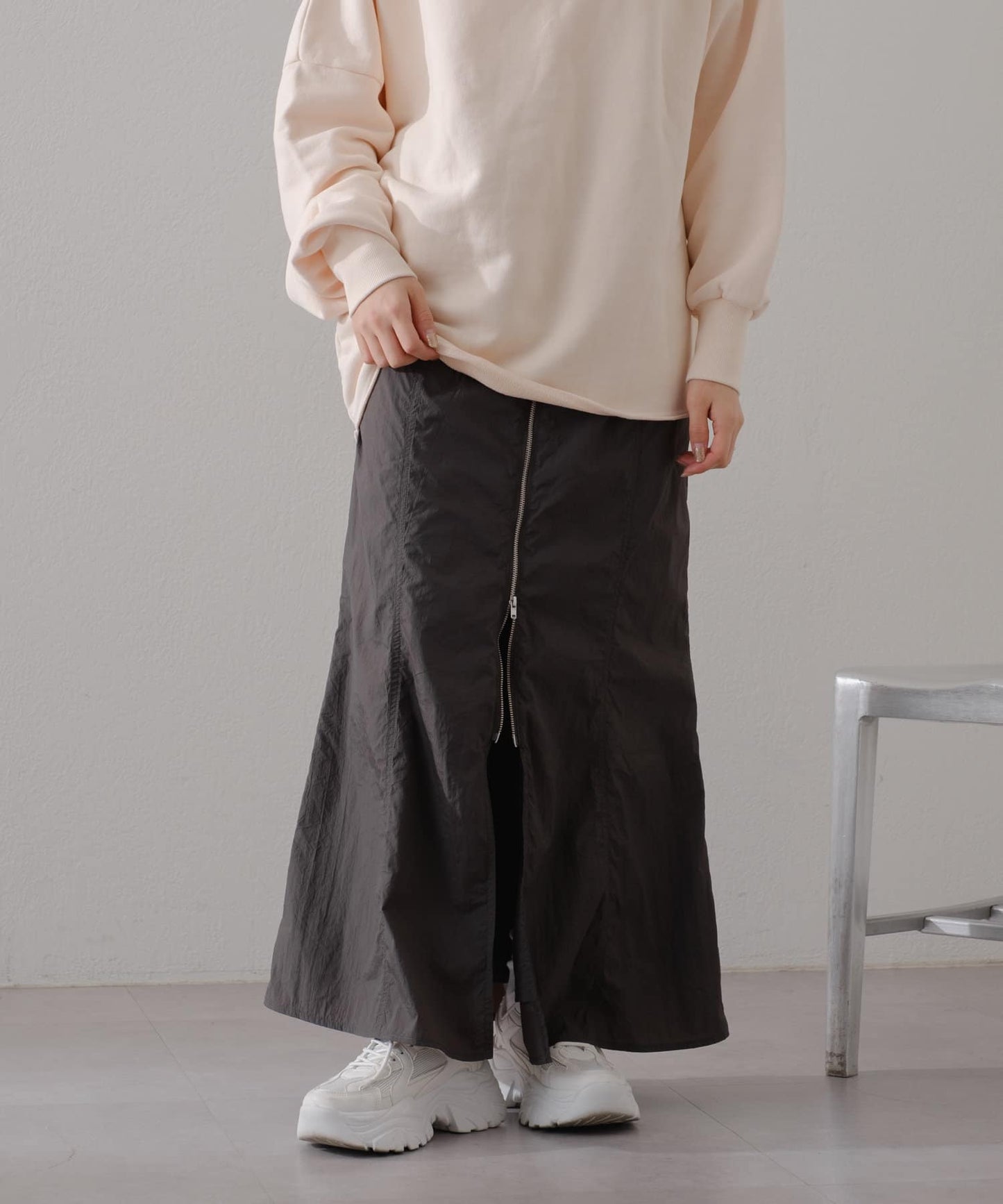 【2024SS/前後2WAY/內襯/腰帶】尼龍窄裙