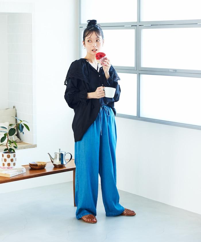 亞麻粘膠寬鬆長褲/棉寬鬆長褲<矮個子尺碼可選>