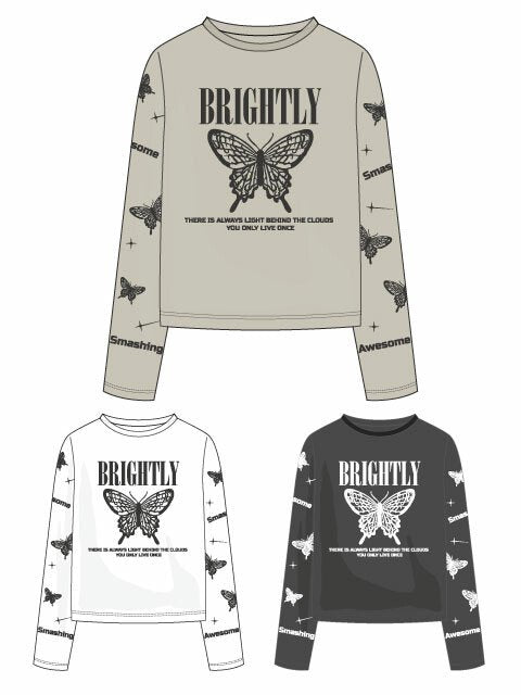 蝴蝶 蝴蝶 紗網透視 上衣 黑色 (CT7034BK)