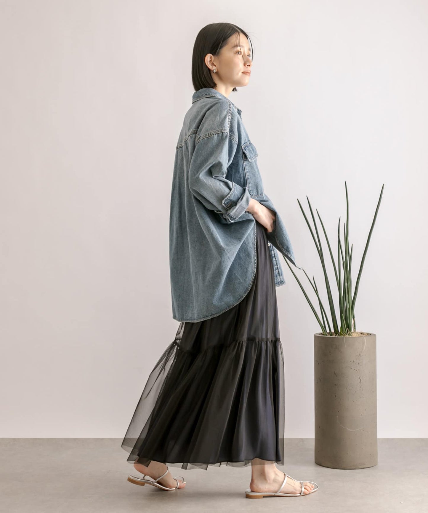 【MONN.:.(蒙)】大號牛仔襯衫