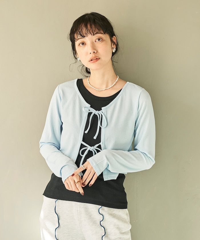薄紗 短款 蝴蝶結 開衫