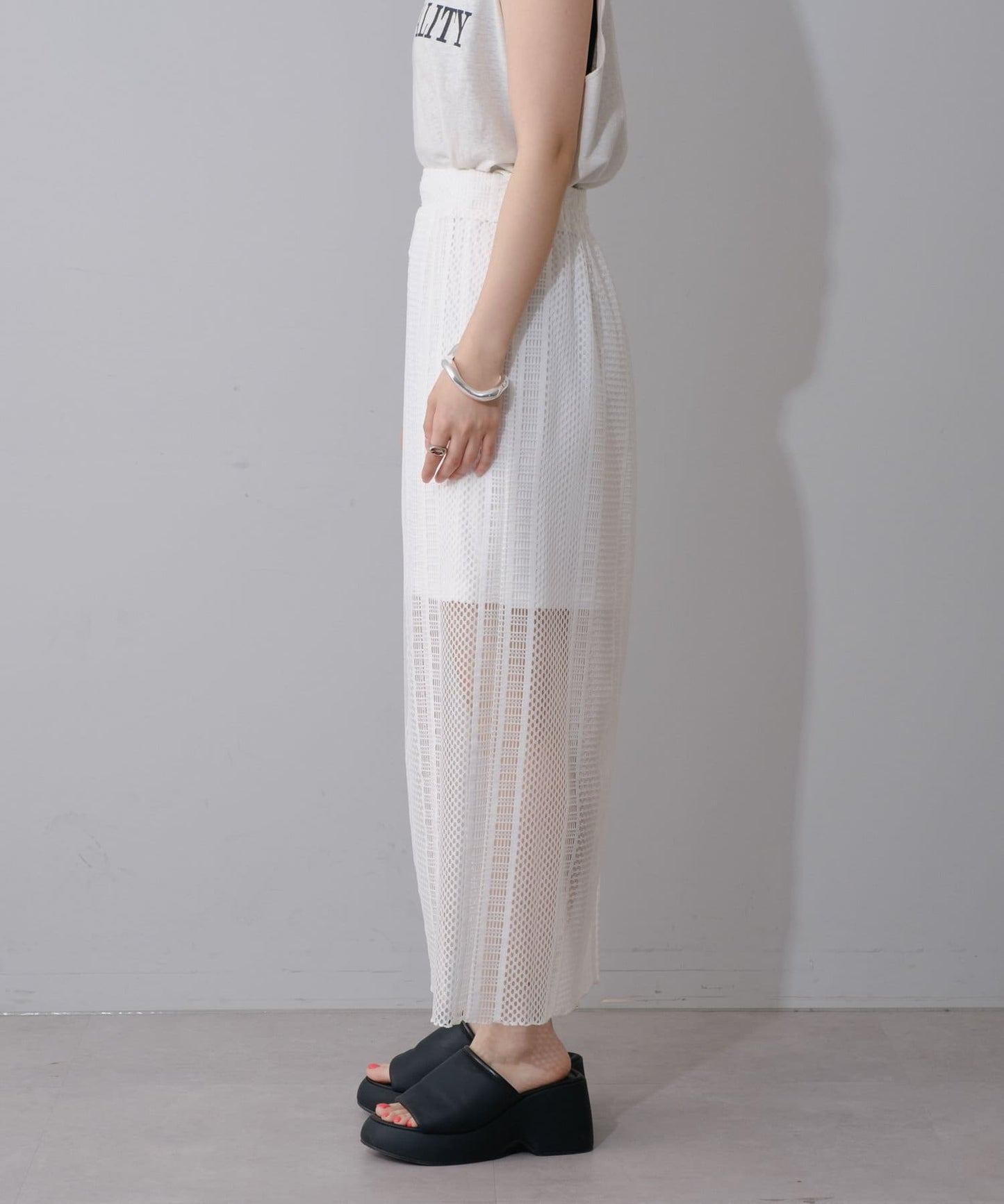 【2尺碼展開】階梯花邊透視I型A字裙
