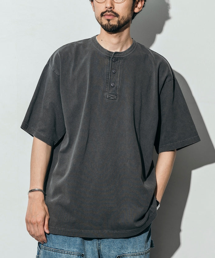 10.5盎司 重量無側縫 圓領 顏料T恤 美國棉