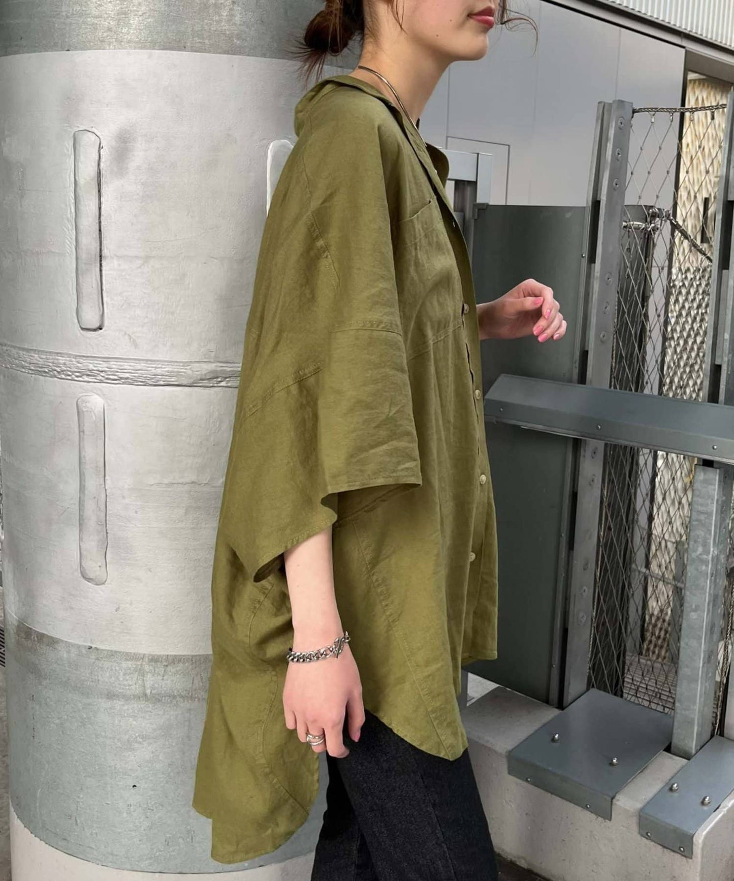 【體型遮蓋】亞麻粘膠多爾曼襯衫