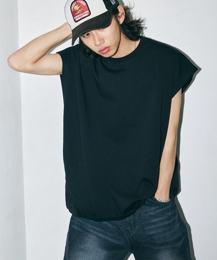 寬鬆版型 下垂肩 無袖 圓領T恤