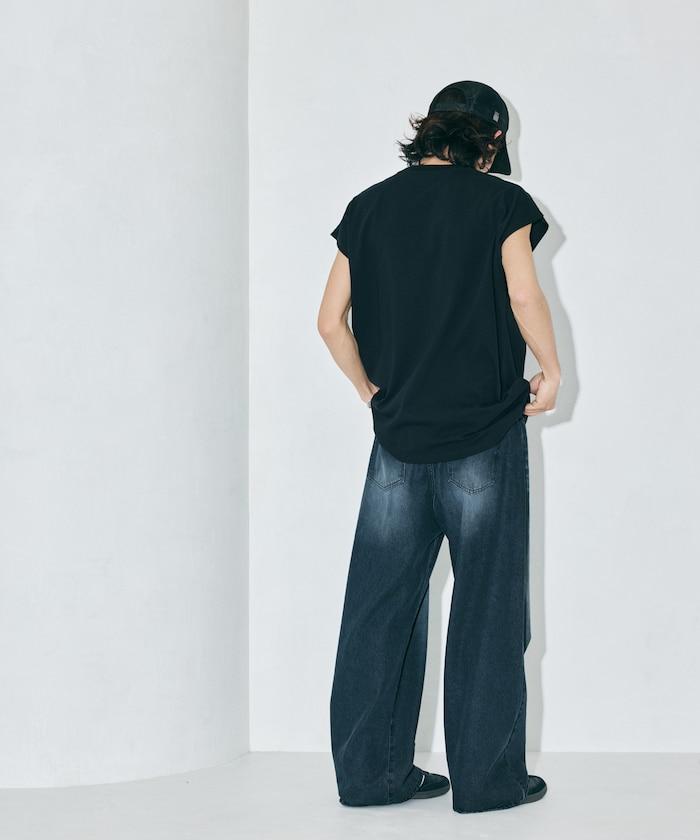 寬鬆版型 下垂肩 無袖 圓領T恤