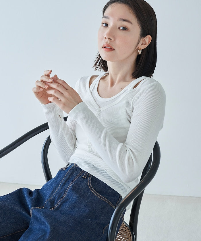 圓筒 套裝背心 短款開衫