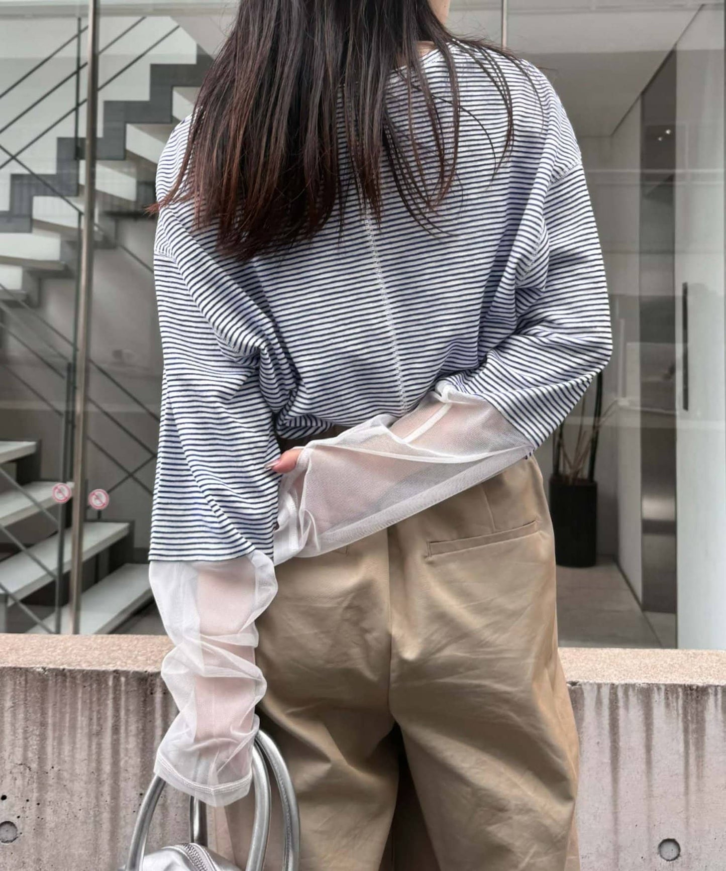 袖子切換透明混搭T恤