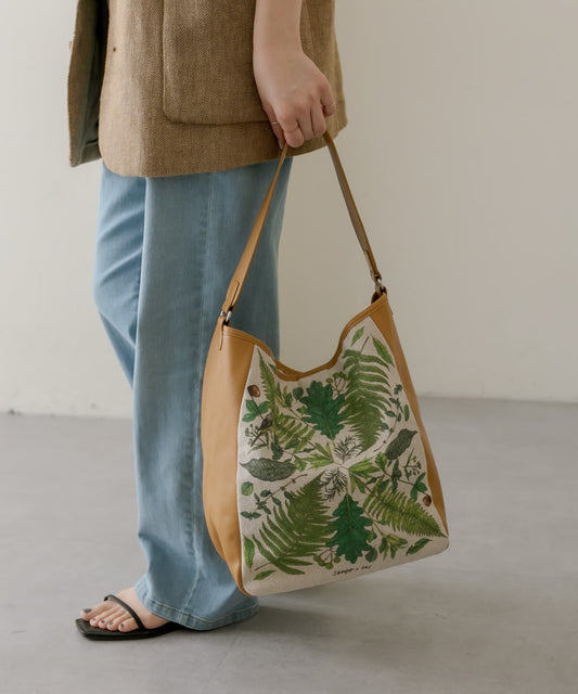 《人氣合作第二彈!》sampo×ear葉子圖案單把手手提包