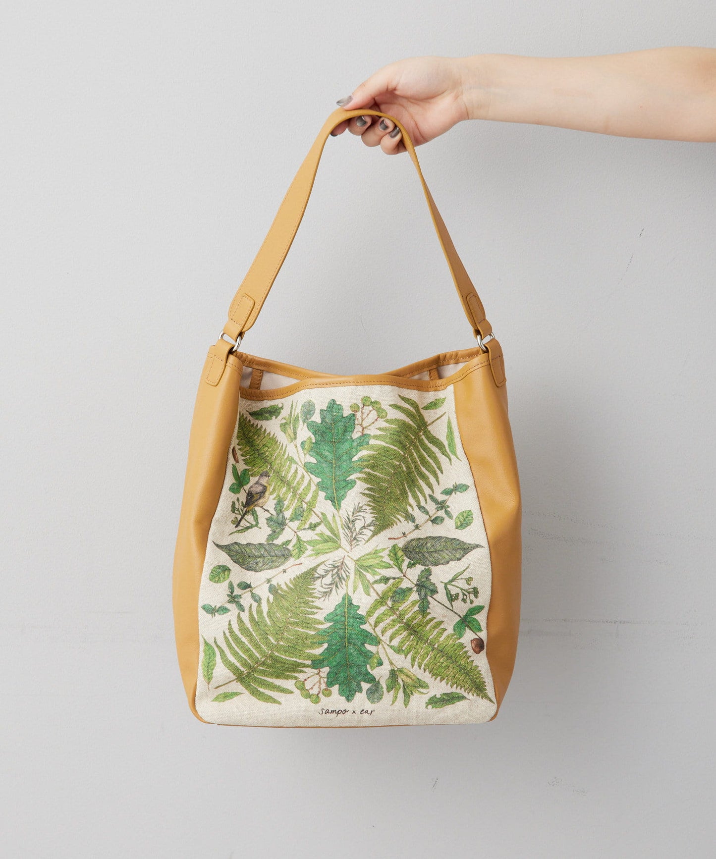 《人氣合作第二彈!》sampo×ear葉子圖案單把手手提包