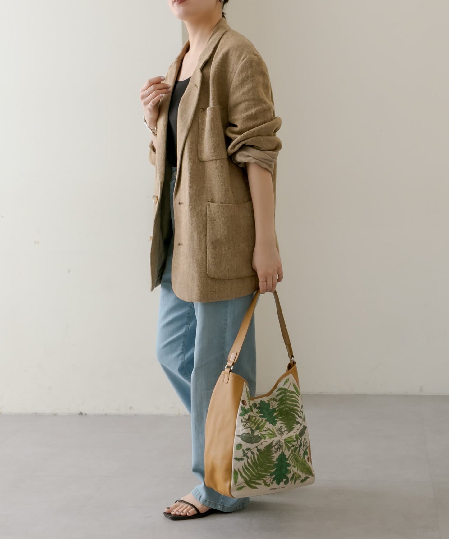 《人氣合作第二彈!》sampo×ear葉子圖案單把手手提包