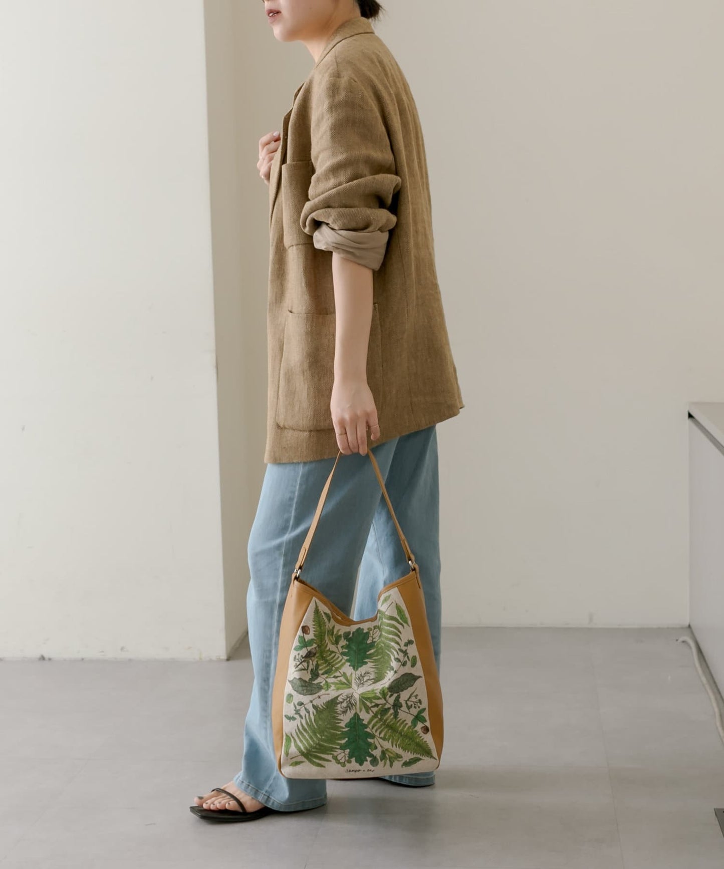 《人氣合作第二彈!》sampo×ear葉子圖案單把手手提包