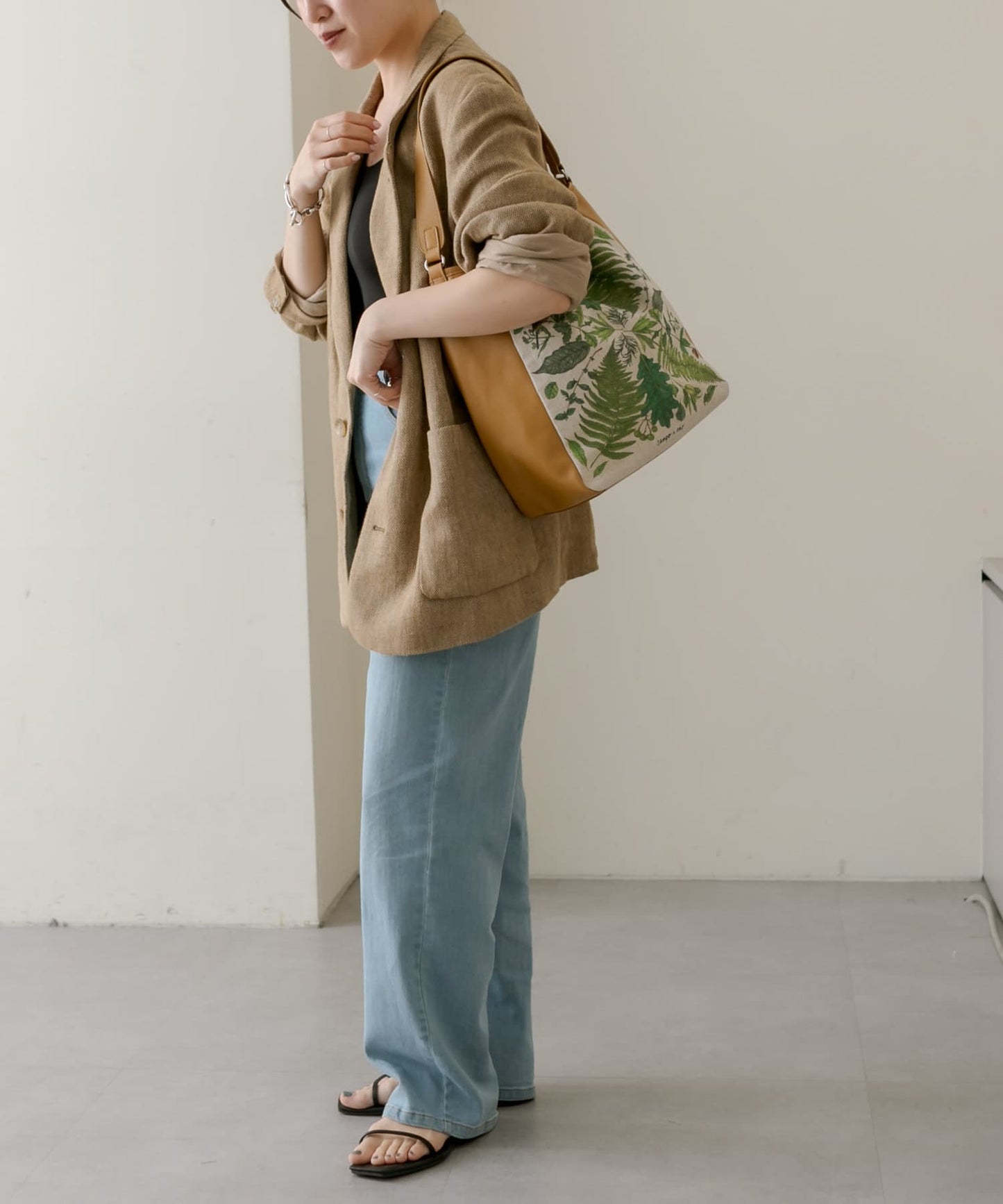 《人氣合作第二彈!》sampo×ear葉子圖案單把手手提包