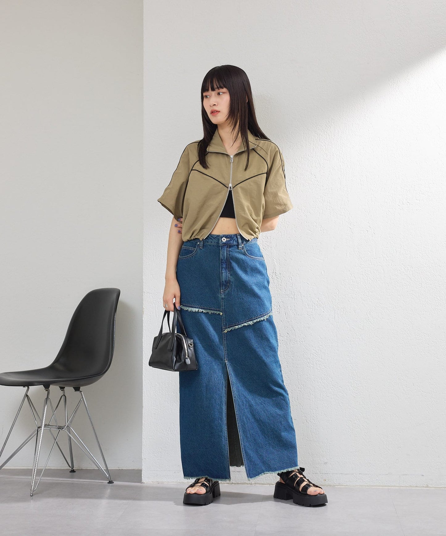 【2尺碼展開】牛仔長開叉裙