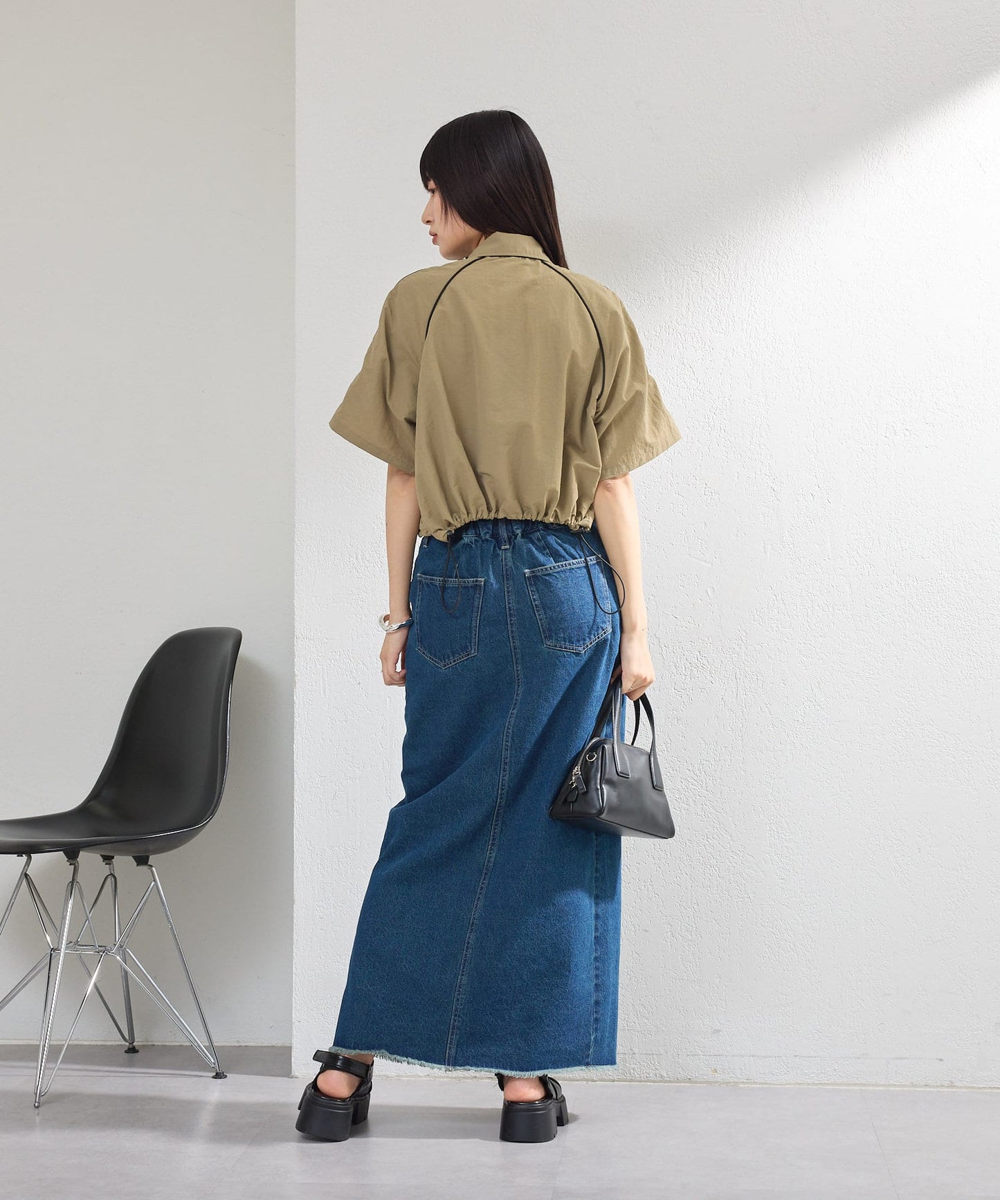 【2尺碼展開】牛仔長開叉裙