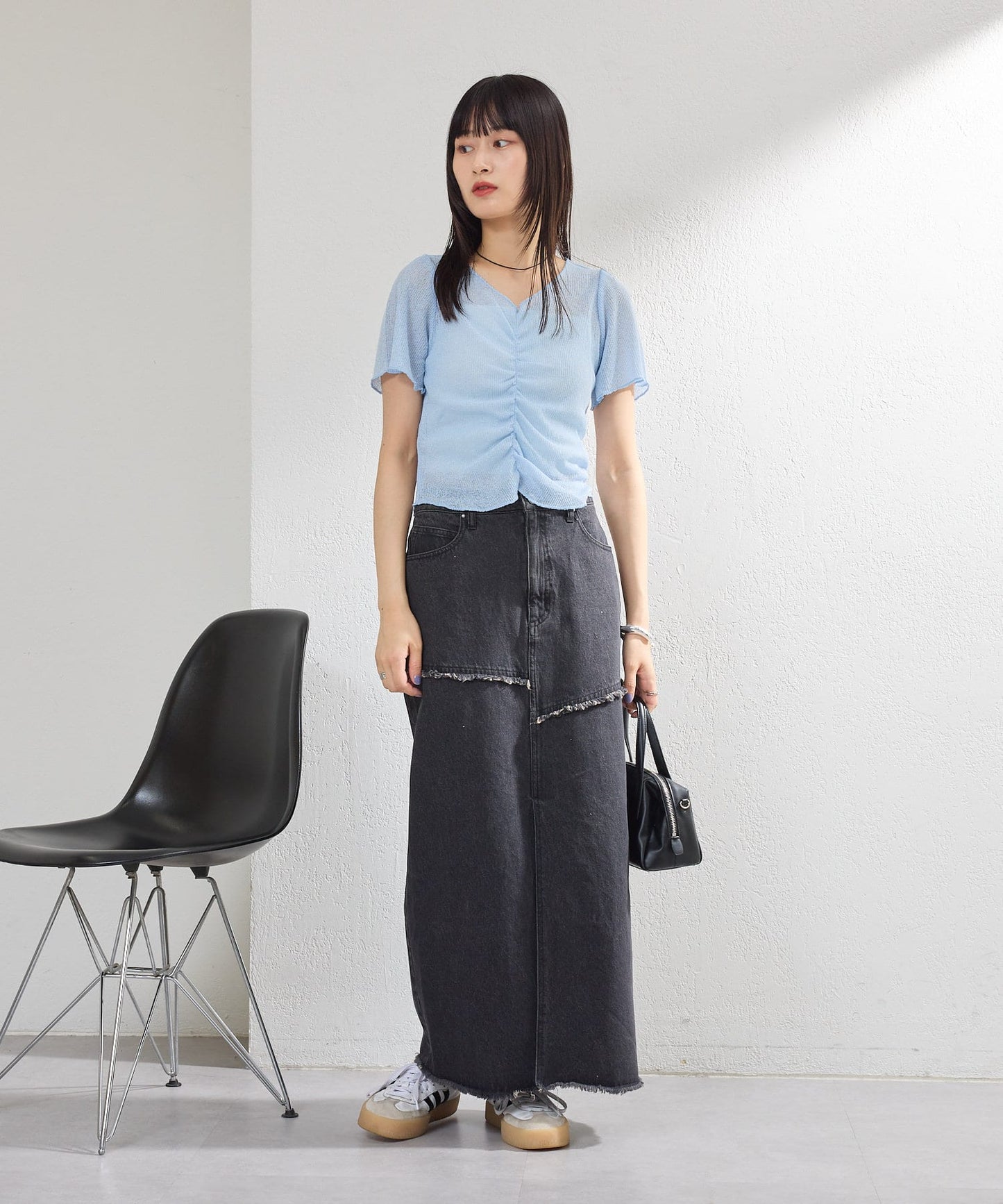 【2尺碼展開】牛仔長開叉裙