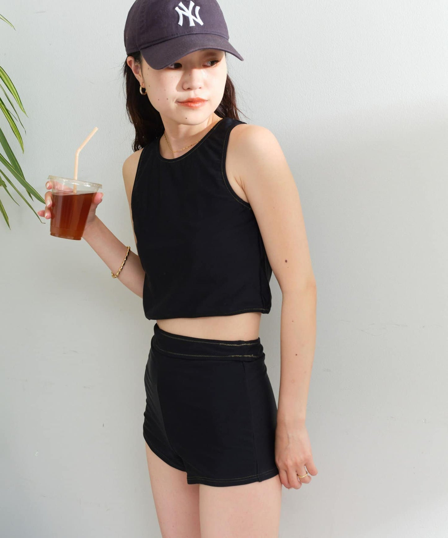 【商品】配色連體泳衣2件套