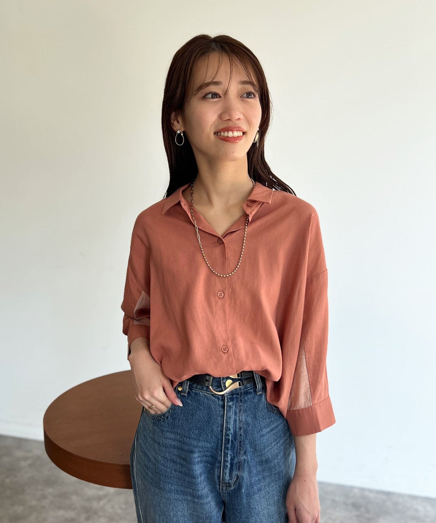 BACK透明亞麻襯衫