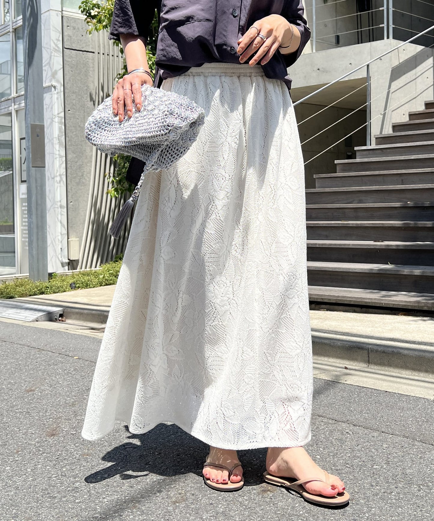 "不要裝可愛·適度甜美" 蕾絲聚攏裙