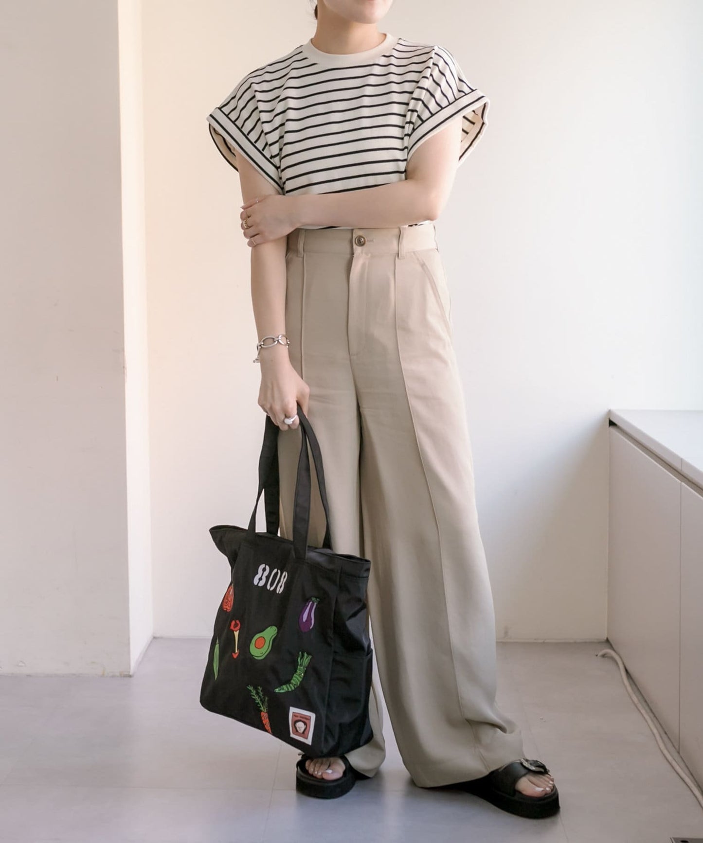 《首次合作商品!/輕量/A4尺寸適用》ear×中山健 808(菜市場)刺繡手提包