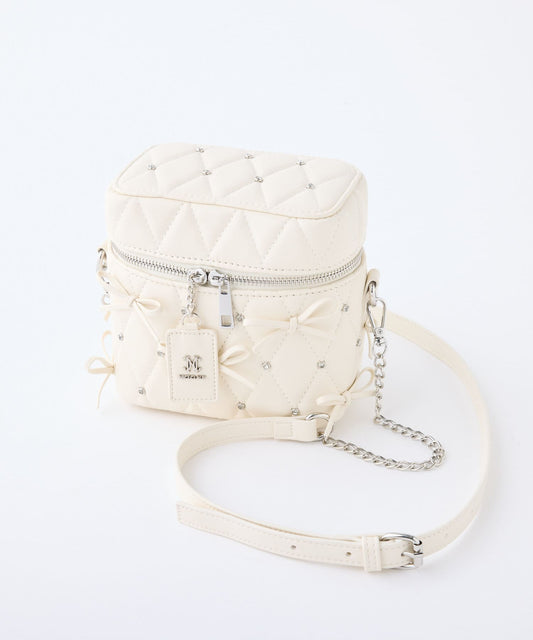 蝴蝶結珠寶格紋化妝包