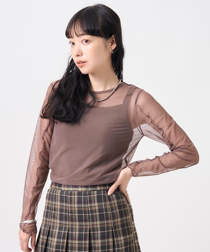 雙層蕾絲短T-shirt