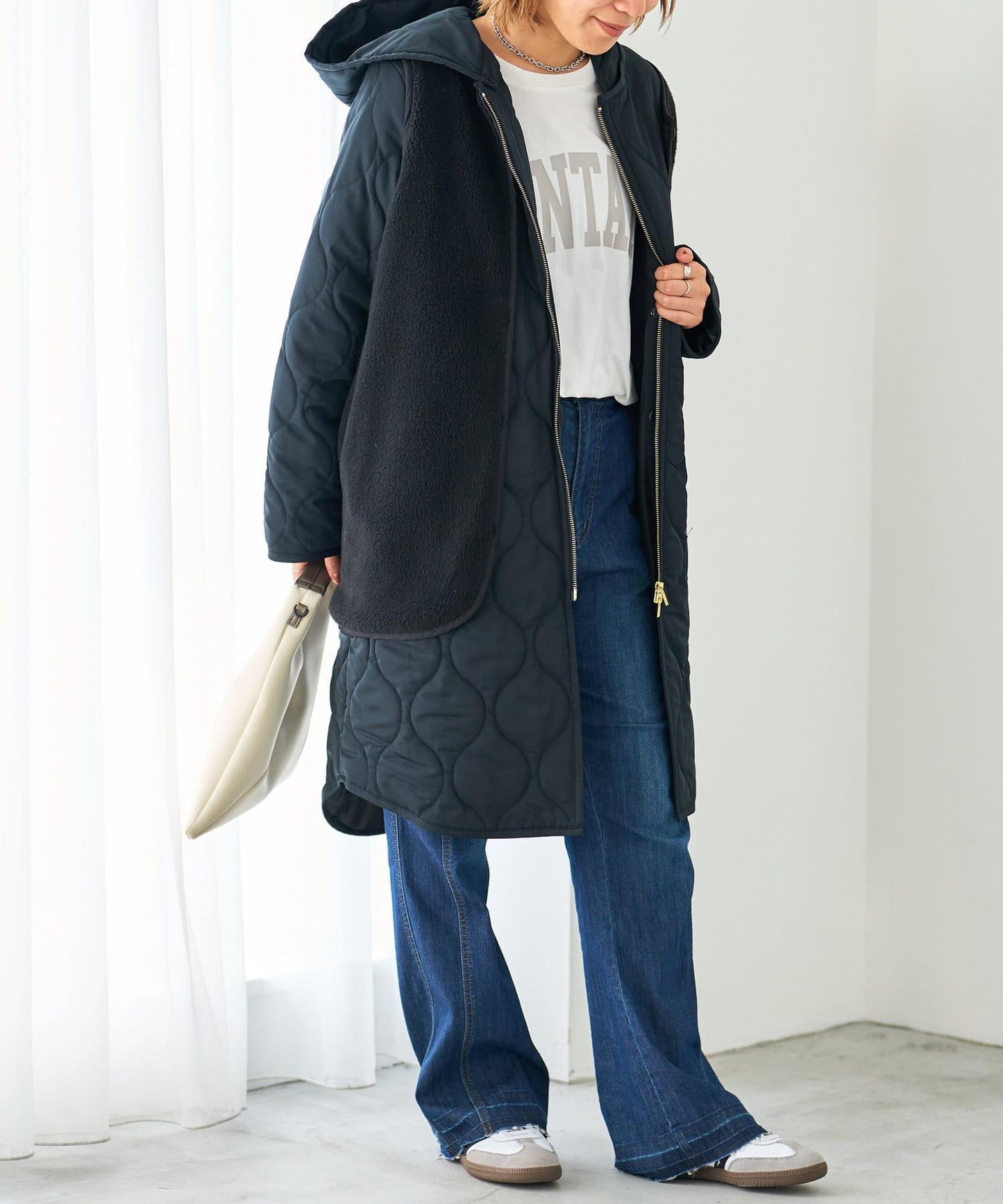 "可拆卸外套" 馬甲+中長款拼接棉服"