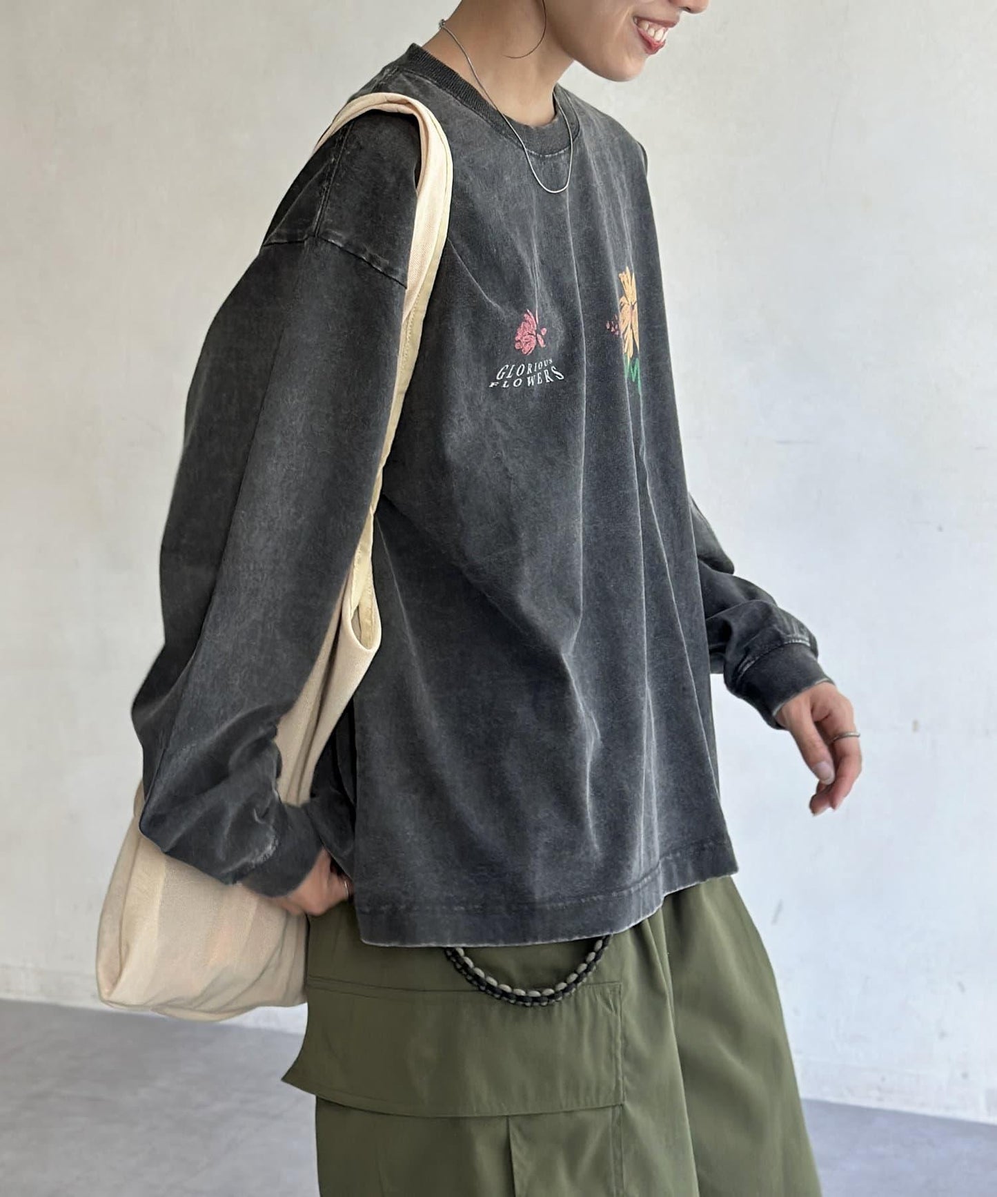 粉色加工復古風印花T恤