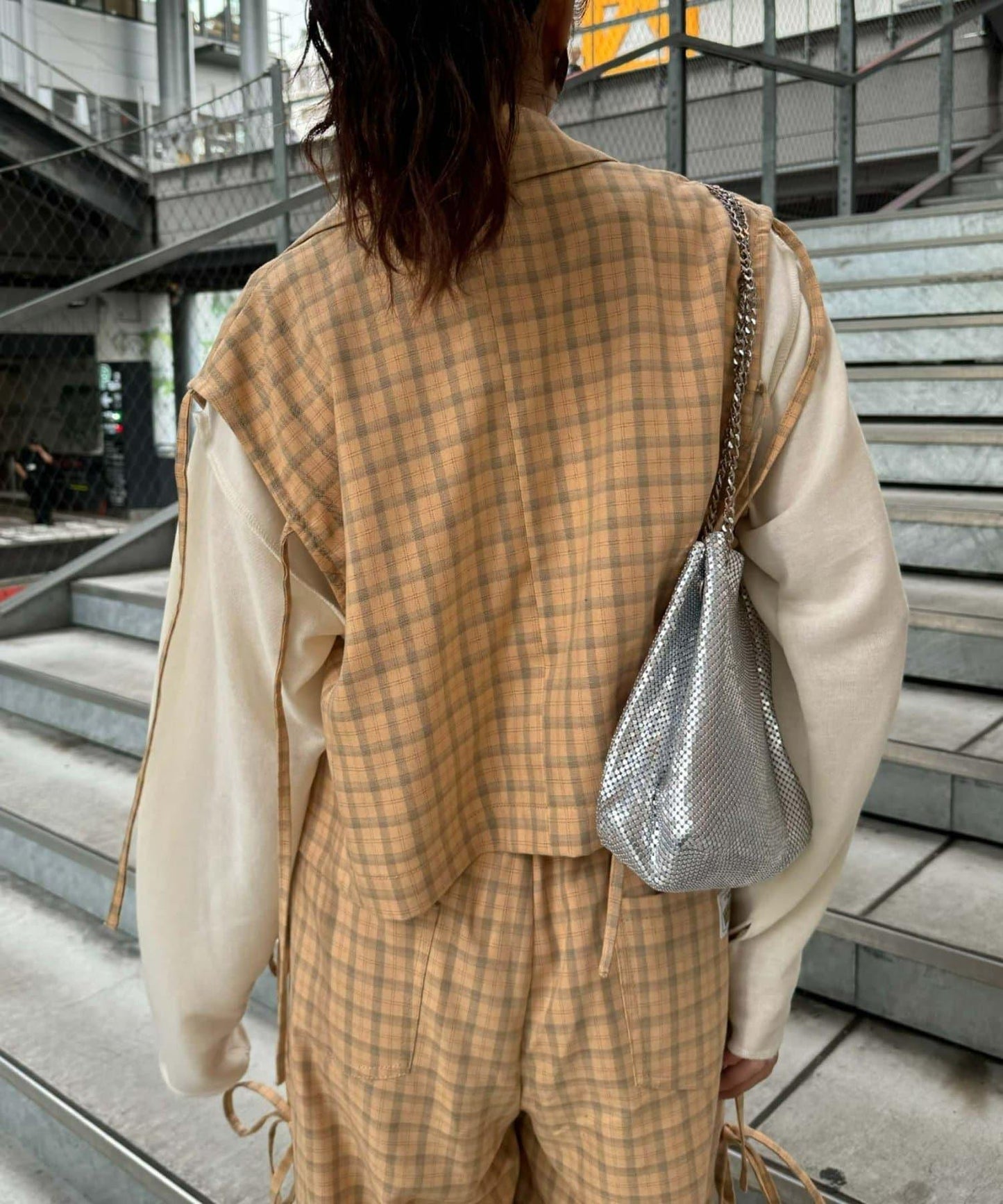 【你好,舊金山】剪裁蝴蝶結格紋夾克