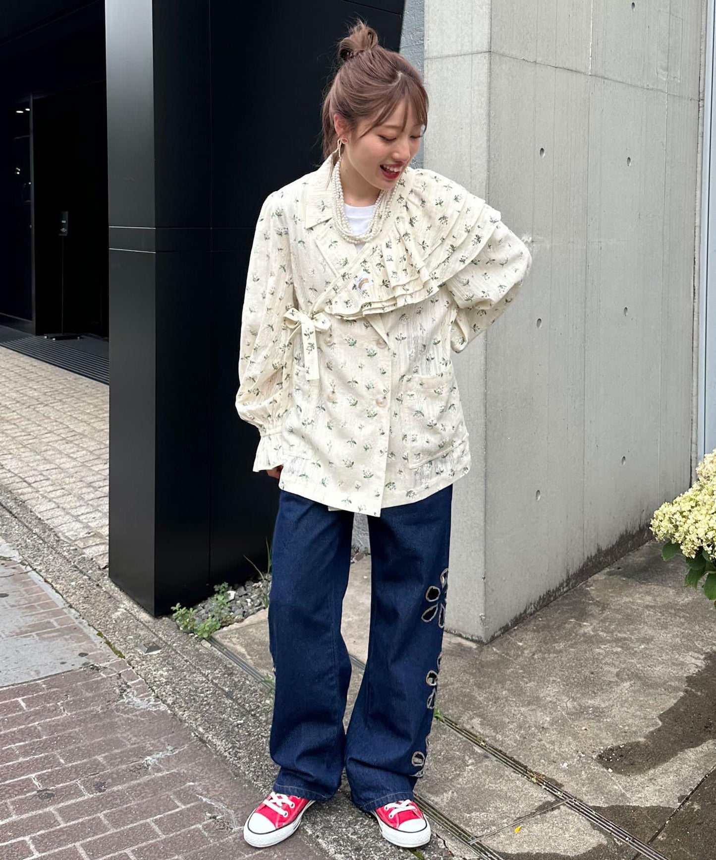 【2024AW】【HELLO.SANFRANCISCO/你好,舊金山】花印多功能荷葉邊腰帶