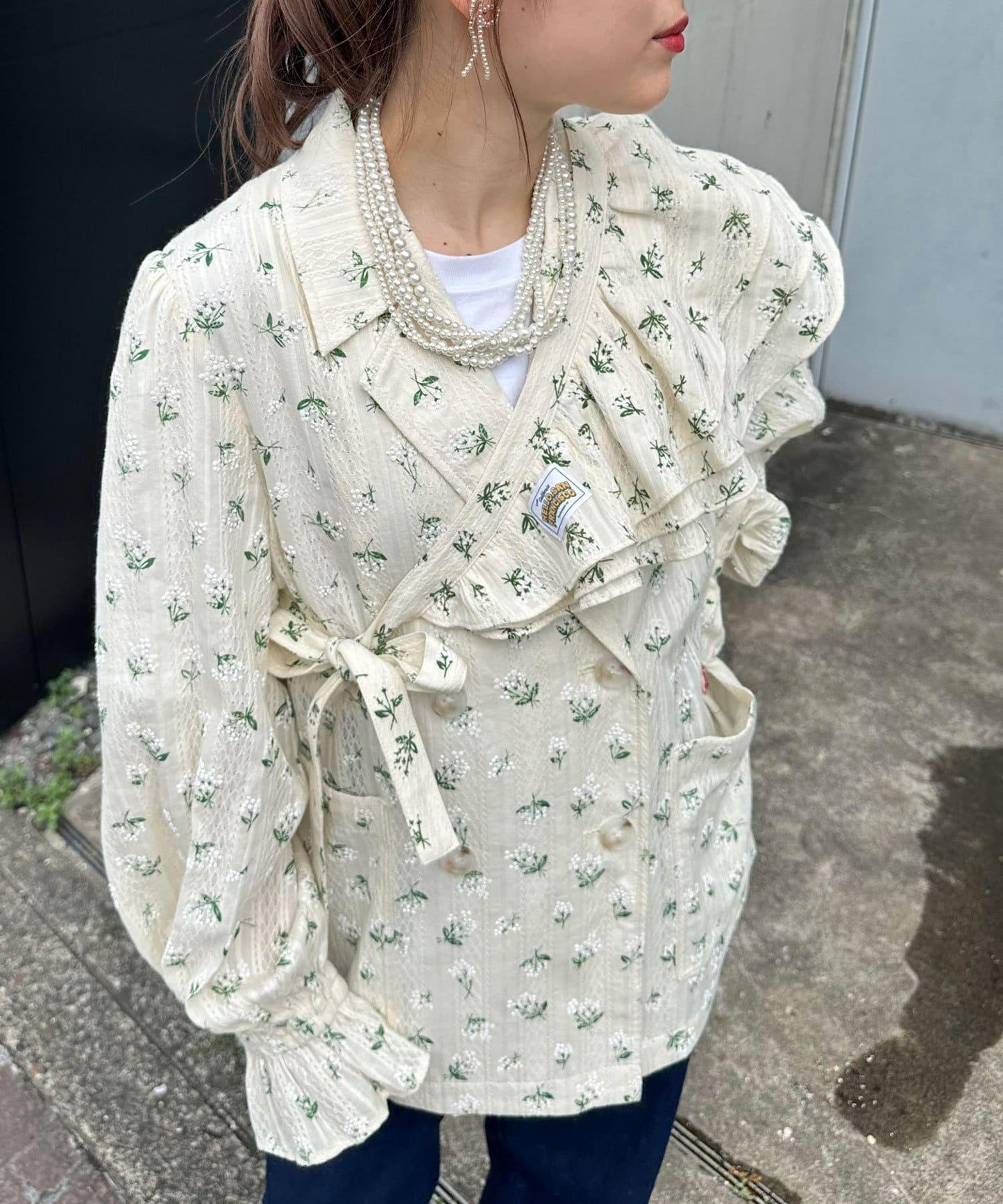 【2024AW】【HELLO.SANFRANCISCO/你好,舊金山】花印多功能荷葉邊腰帶