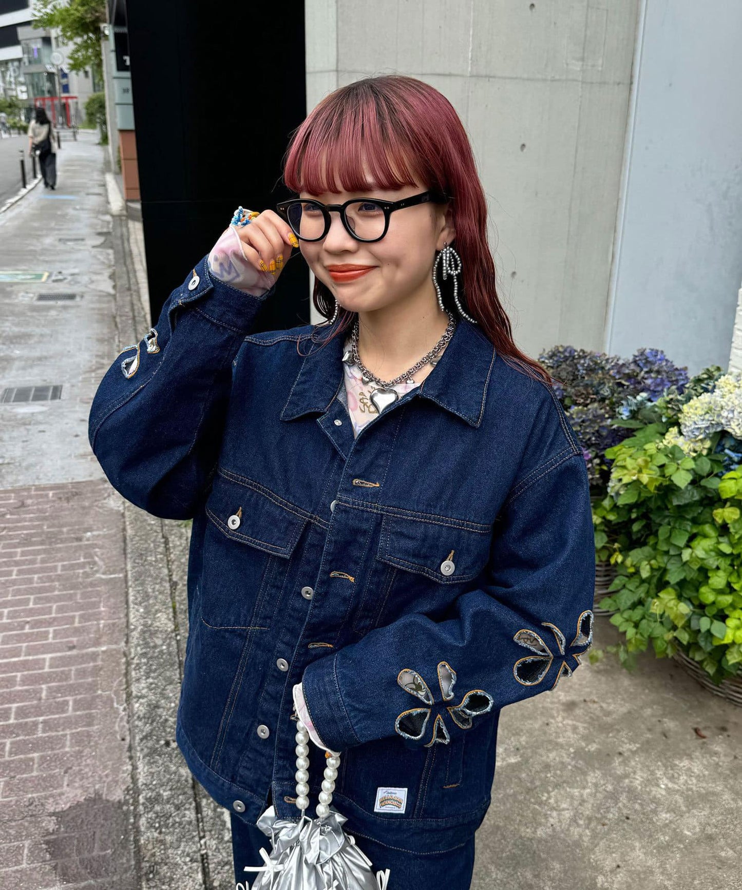 【2024AW】【HELLO.SANFRANCISCO/你好,舊金山】花朵剪裁牛仔夾克