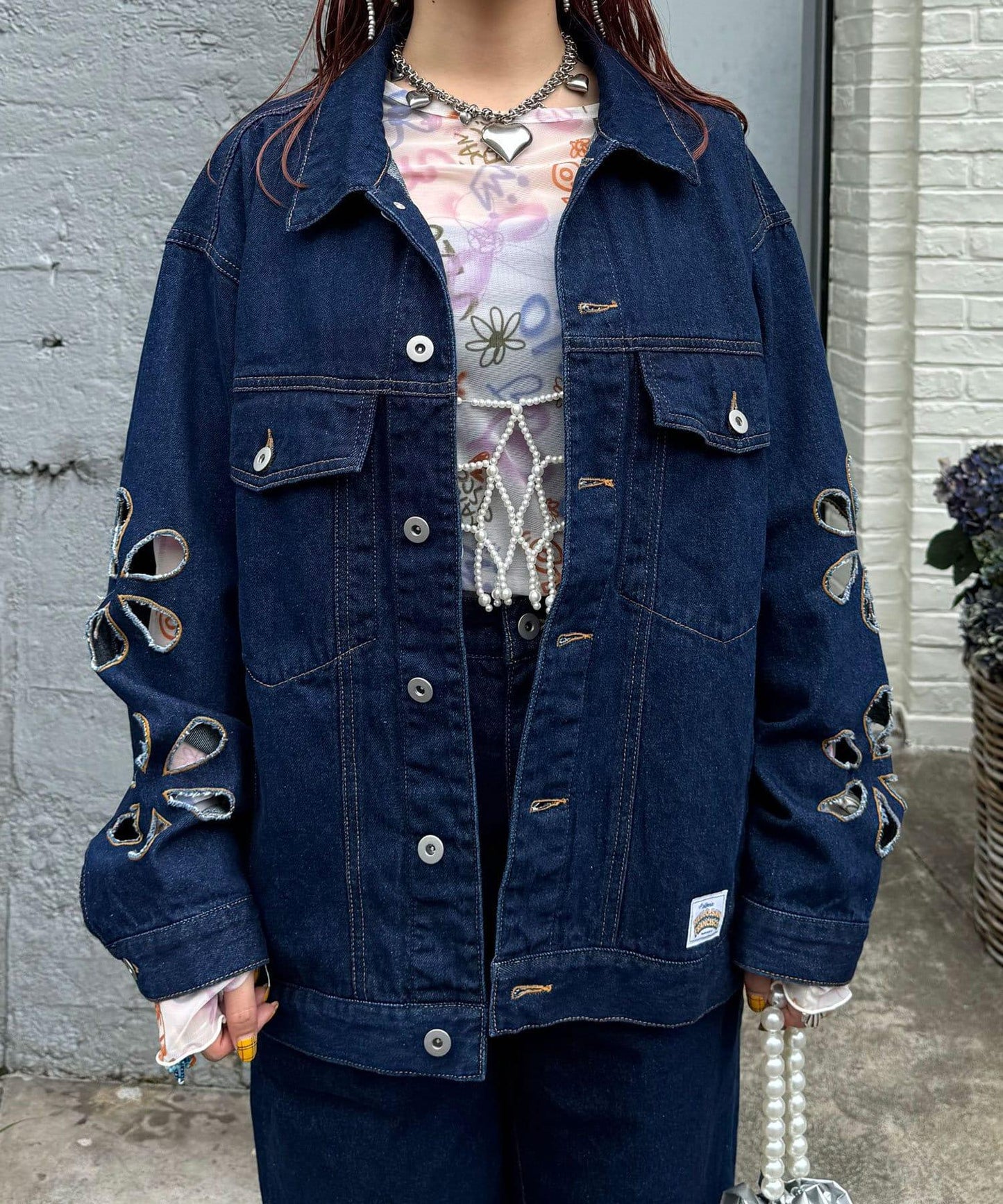 【2024AW】【HELLO.SANFRANCISCO/你好,舊金山】花朵剪裁牛仔夾克