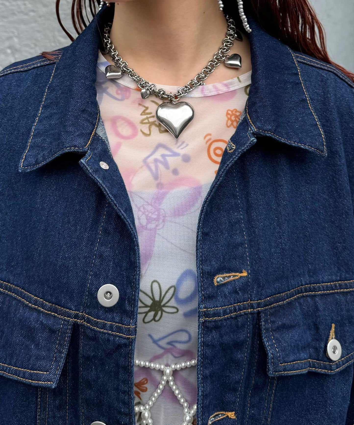 【2024AW】【HELLO.SANFRANCISCO/你好,舊金山】花朵剪裁牛仔夾克