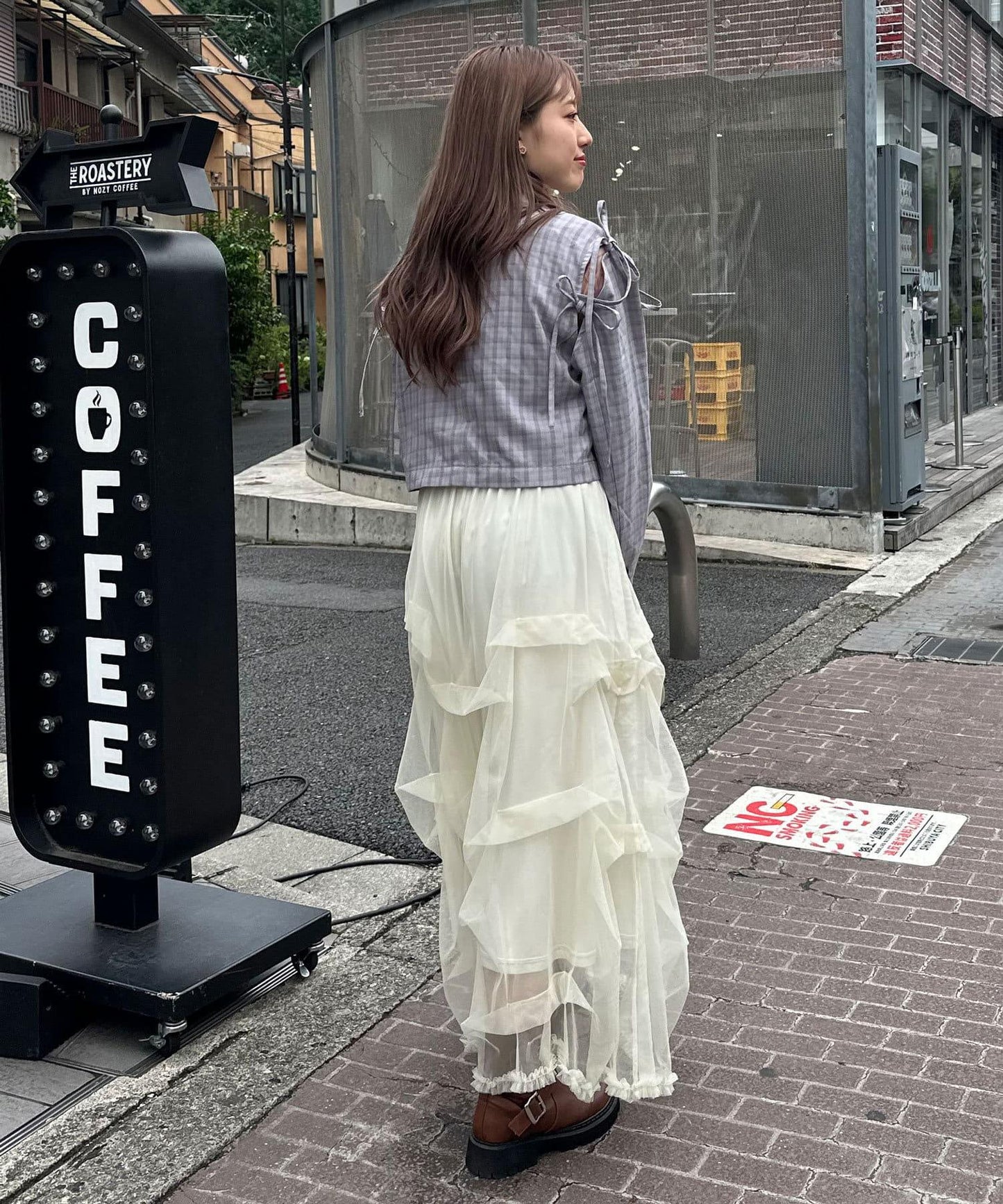 【2024AW】【HELLO.SANFRANCISCO/你好,舊金山】剪裁蝴蝶結格紋夾克