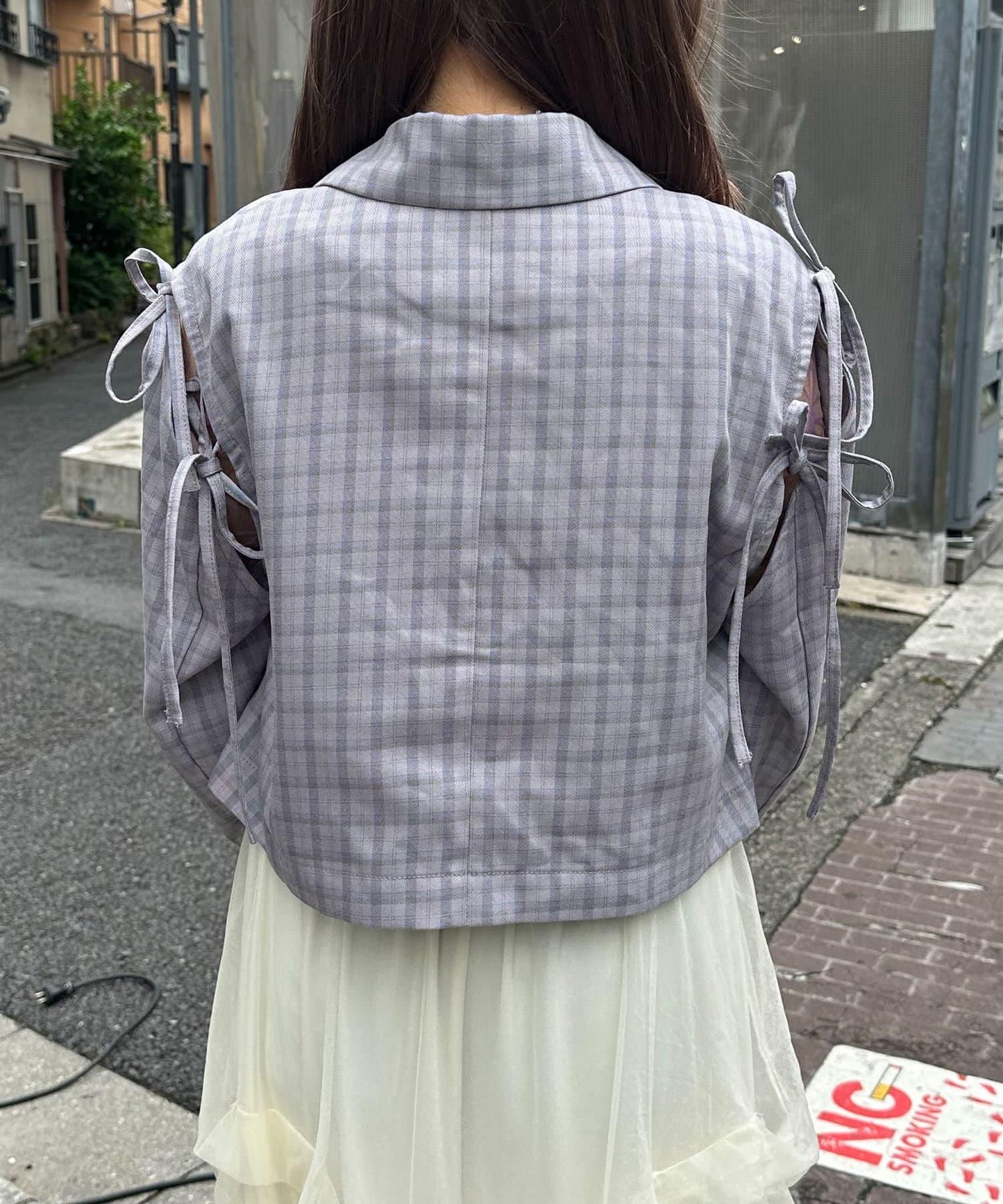 【2024AW】【HELLO.SANFRANCISCO/你好,舊金山】剪裁蝴蝶結格紋夾克