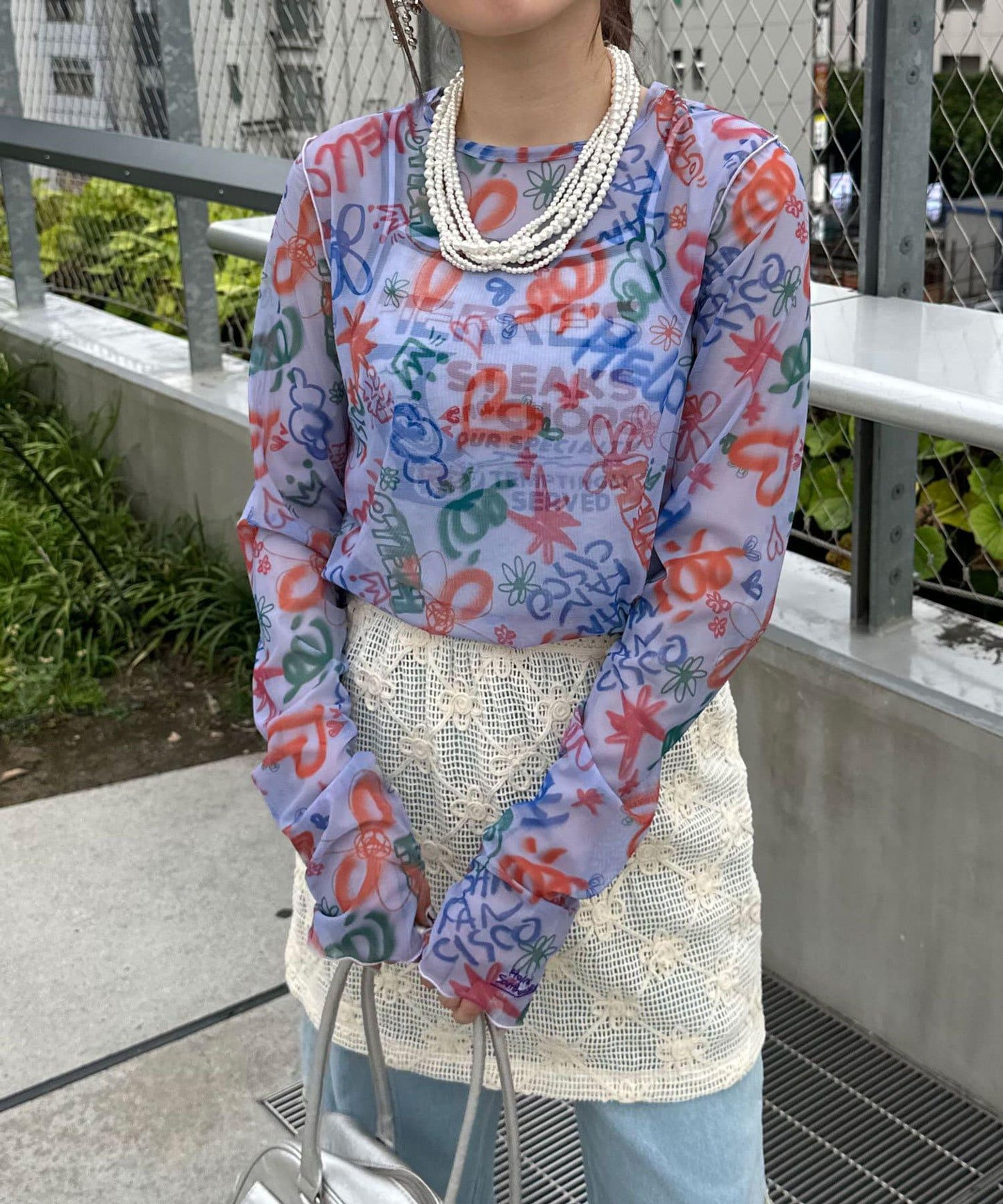 【HELLO.SANFRANCISCO/你好,舊金山】手繪印花透視T恤