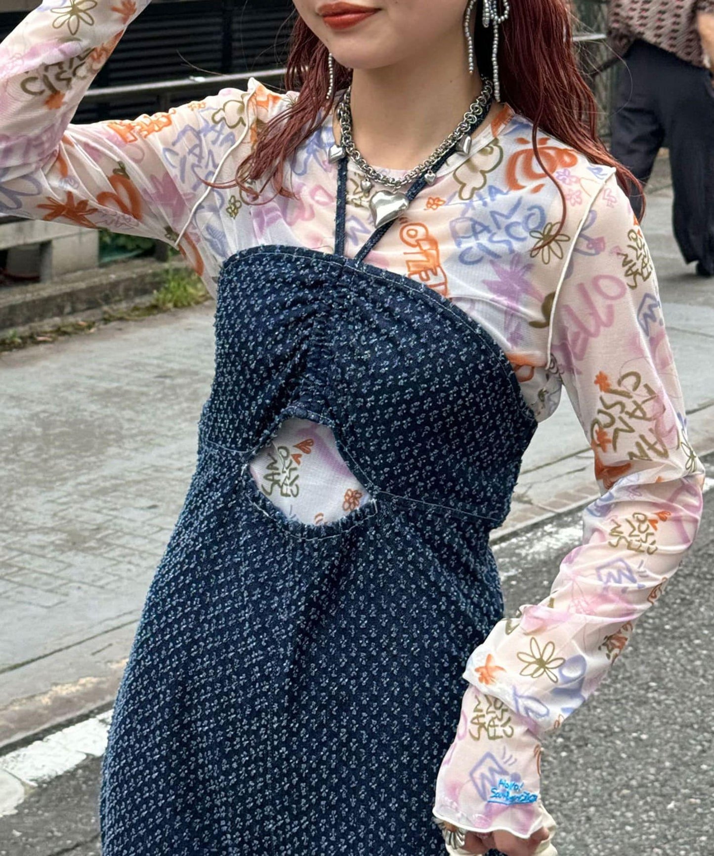 【HELLO.SANFRANCISCO/你好,舊金山】手繪印花透視T恤