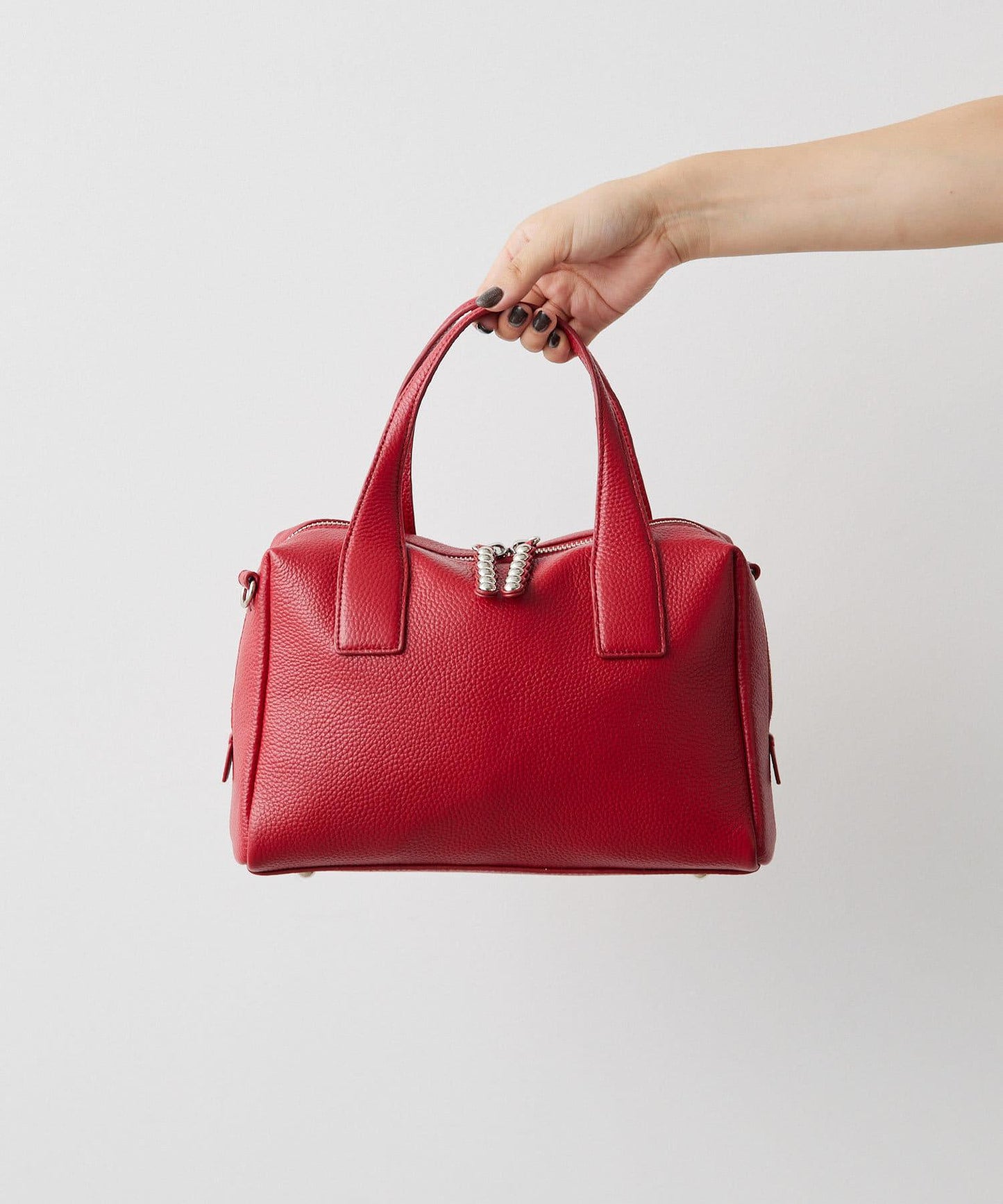 真皮/500毫升寵物瓶也能放入!/帶肩帶/兩用 鉚釘波士頓包