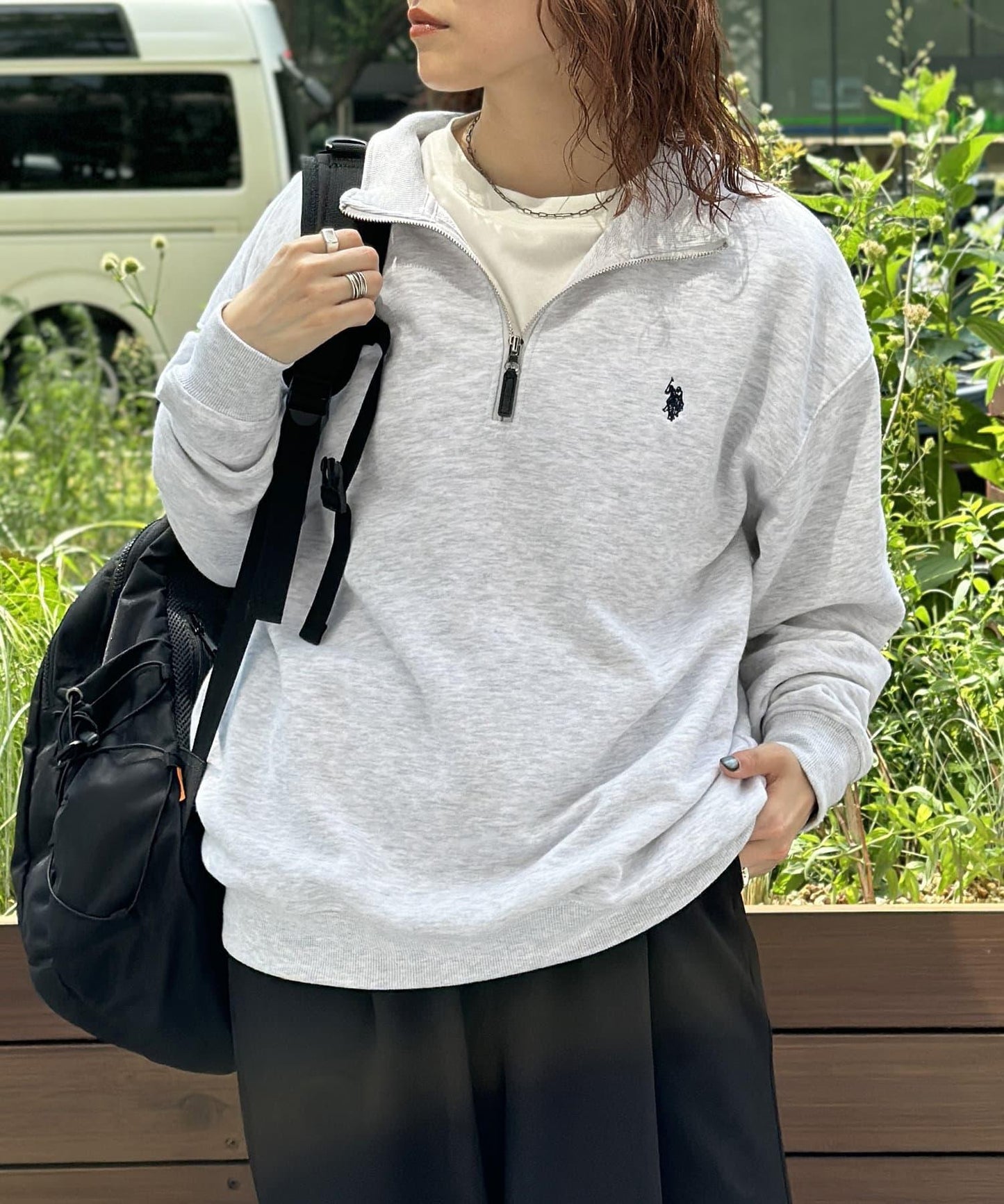 【美國馬球協會】裡毛半拉鍊套頭衫
